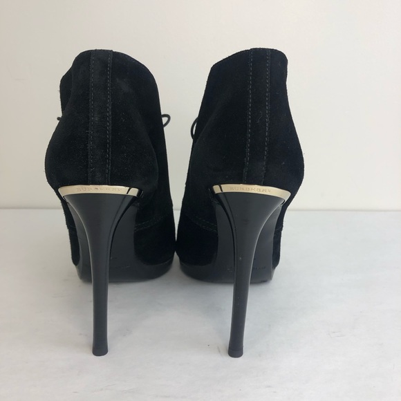 Burberry black suede peep-toe ankle boots 37.5 - Picture 4 of 11